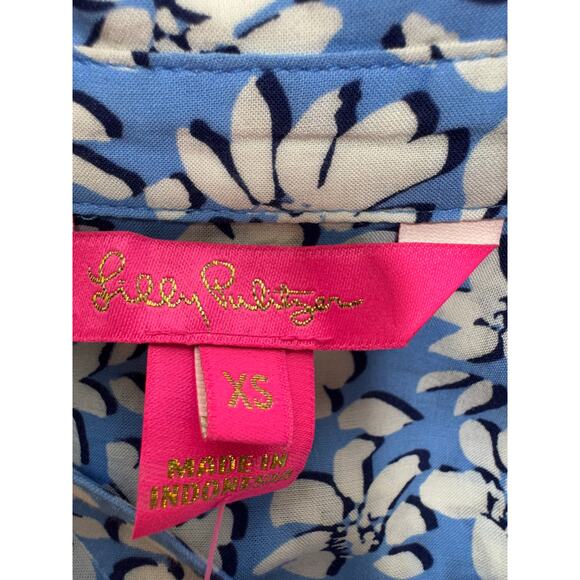 Lilly Pulitzer Natalie Coverup Lunar Blue Palm Beach Petals Sz XS MSRP 118.00 - Picture 4 of 16